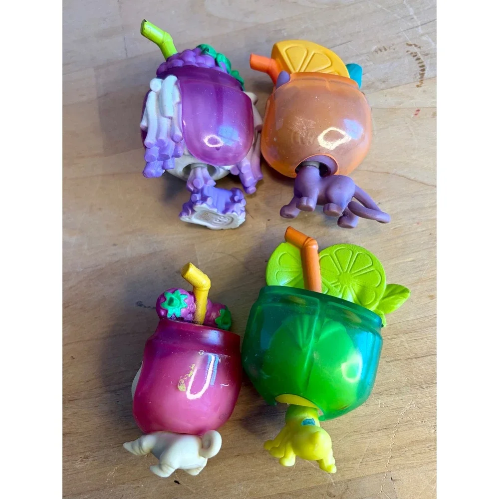 Vintage LPS Hungry Pets Fruit Smoothie Costume Lot - 4 Bobblehead Figures